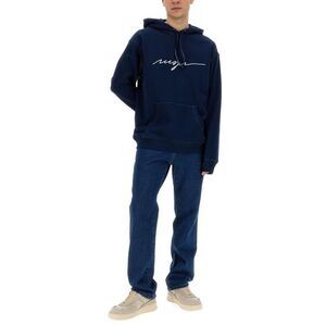 MSGM Men's Logo Hoodie Men BLUE Sweaters & Cardigans